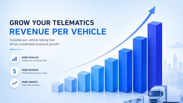 Bar chart illustrating telematics margin growth from 100 to 1,000 vehicles